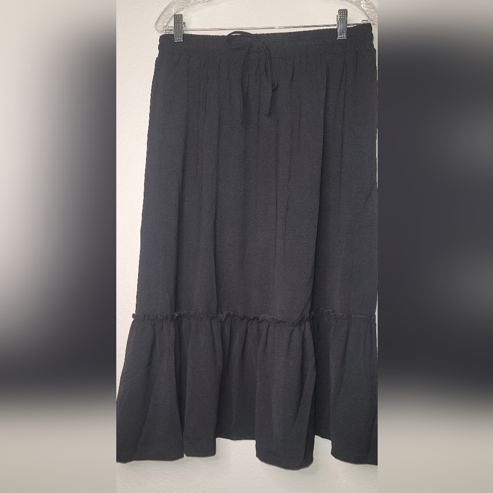 Black Midi Tiered Skirt Whimsygoth Women's XL NWT
